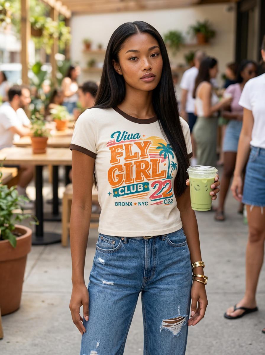 Viva Fly Girl Club Ringer tee